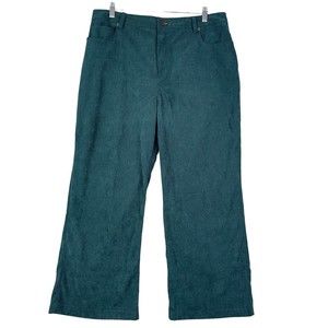 7 For All Mankind Corduroy Pants Womens Large Wide Leg Crop Green High Rise NWT